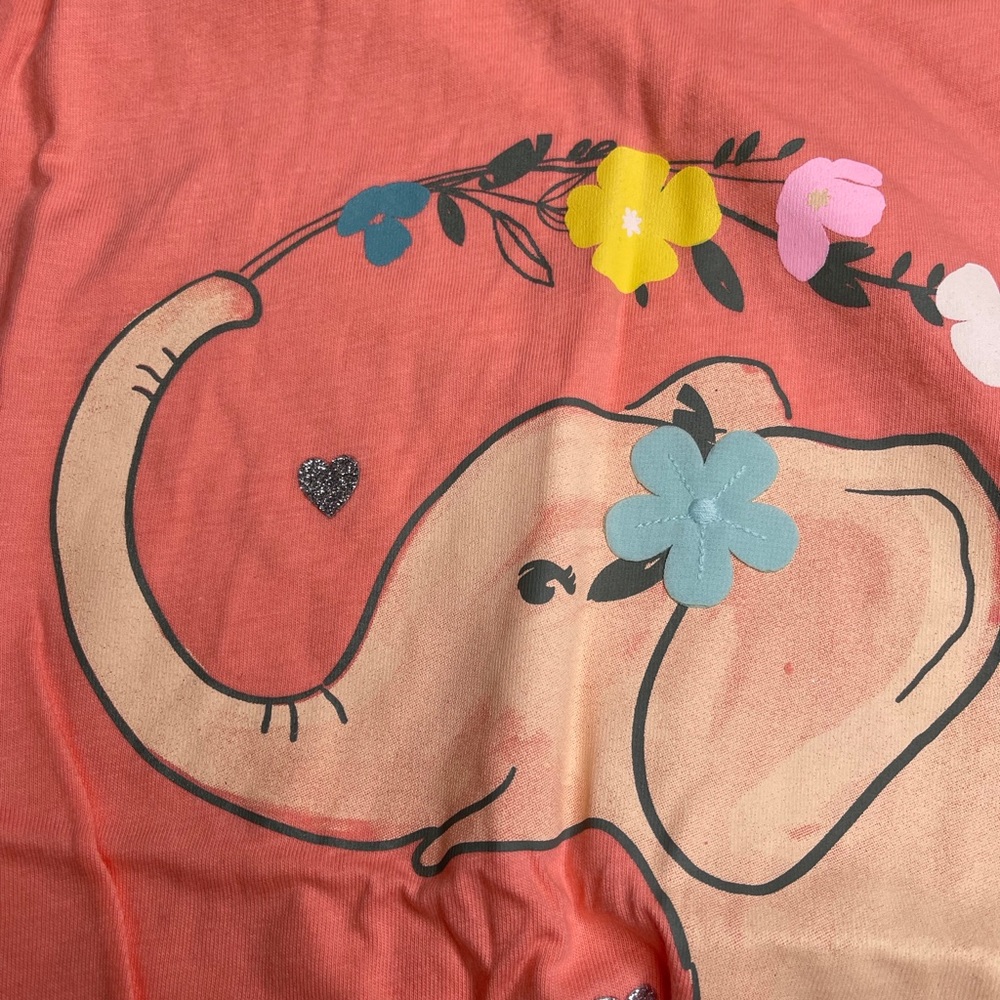 NWt 14 10 7 12 8 6 elephant 3d flowers easter party shirt top birthday carters - Picture 6 of 9